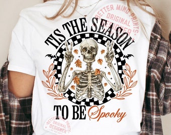 Retro Halloween PNG: Spooky Skeleton Design (Digital Download)