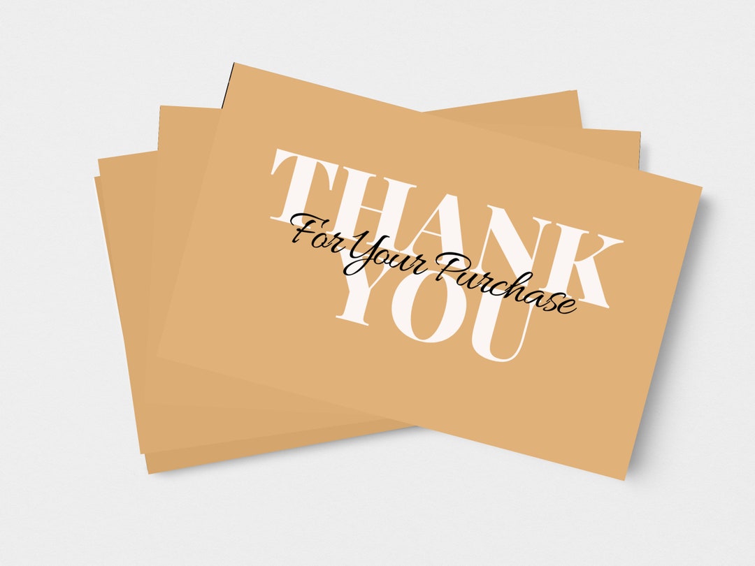 Orange Thank You Card Template Clean Business Card Thank You Etsy