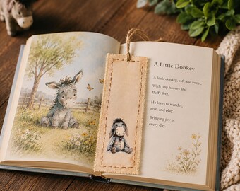 Handmade Donkey Fabric Bookmarks Rustic Tea Stained Repurposed Textile Readers Animal Ladies