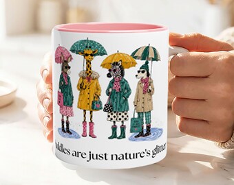Funny Animal Fashion Mug  Rainy Day Gift Quirky Illustrated Coffee Cup Tea Mug