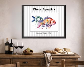 Pisces Aquatica Vol 2 Framed Watercolour Fish Wall Art  Print Decor