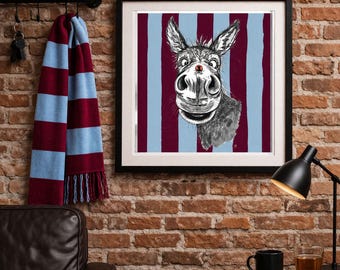 Modern Donkey Wall Art Print, Funny Animal Gift, Stripe Poster, Single Man Cave Decor