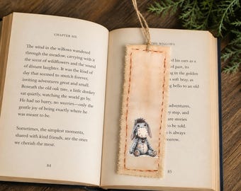 Handmade Donkey Fabric Bookmarks Rustic Tea Stained Repurposed Textile Readers Animal Ladies
