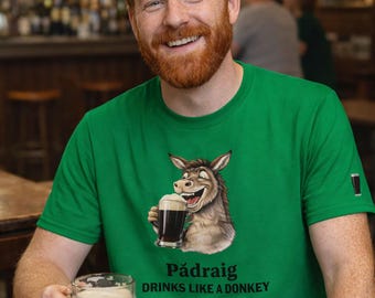 Personalised Donkey Beer T-Shirt: Funny Irish Pub Humor Drinking Buddy Tee
