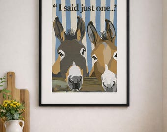 Funny Donkey Wall Art, Farmhouse Print, Pet Lover Gift, Rustic Decor