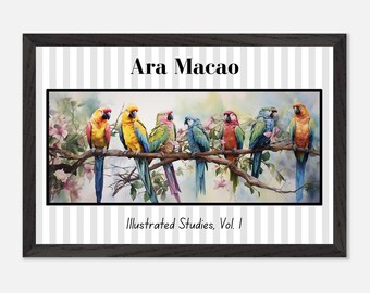Framed Scarlet Macaw Watercolour Print: Tropical Bird Wall Art, Vol. 1