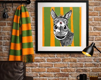 Statement Donkey Wall Art, Funny Gift for Boyfriend, Quirky Animal Print, Man Cave Decor