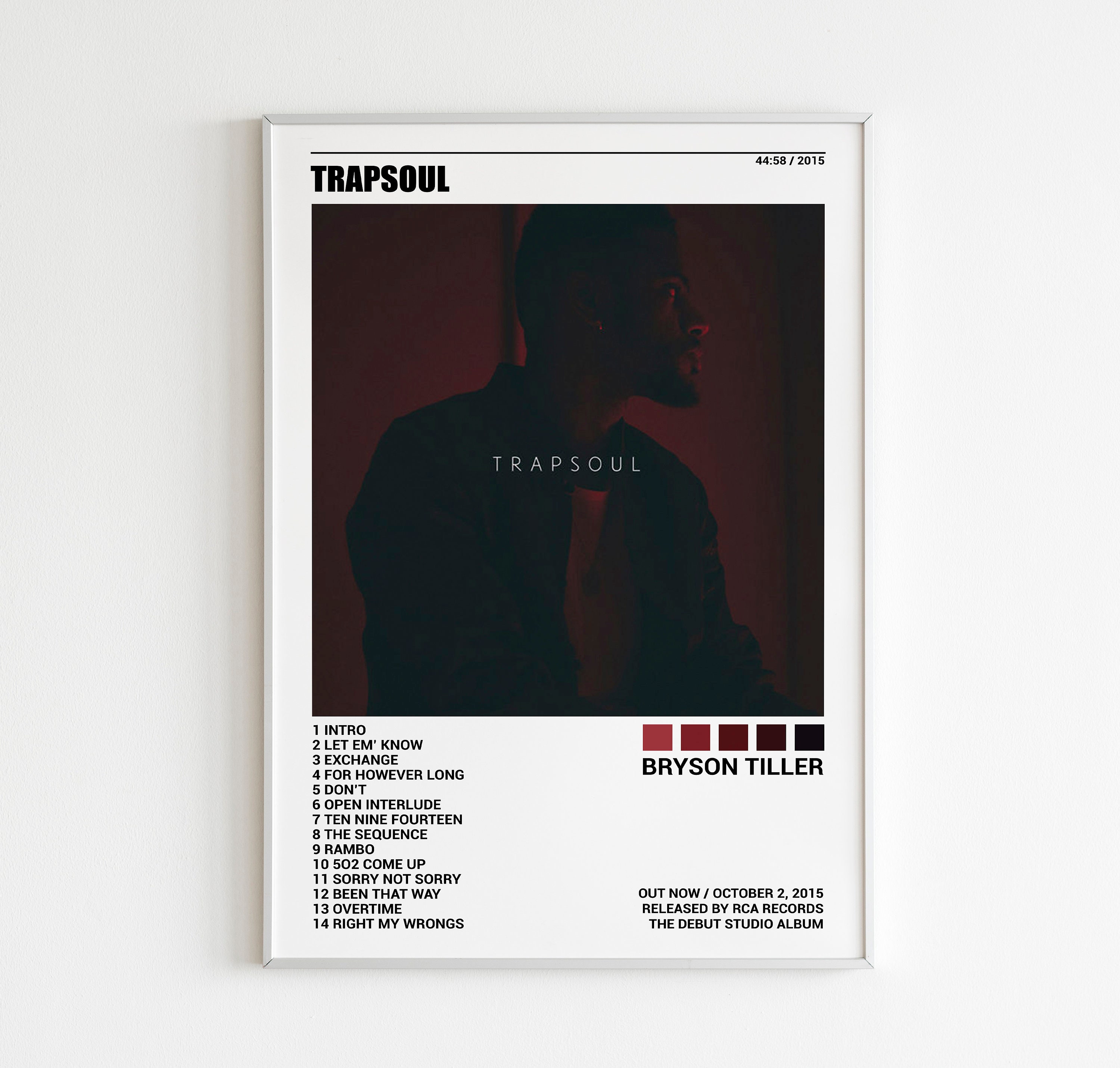 Bryson Tiller Posters Trapsoul Poster Tracklist Album Cover Etsy