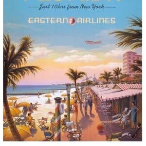 Miami Beach, Florida – Eastern Airlines – A solo 10 horas de Nueva York Póster de viaje (pequeño)