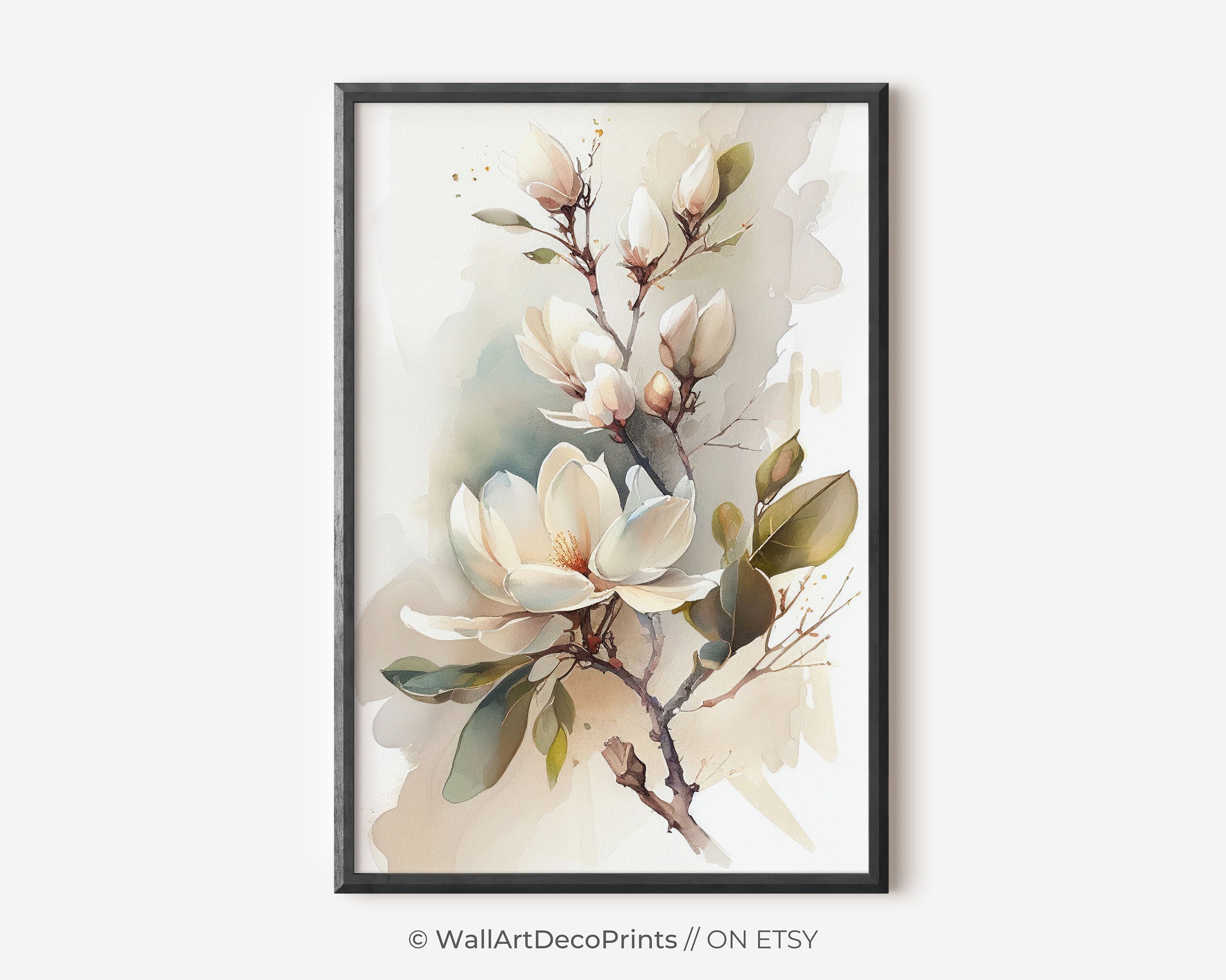 Magnolia Blossoms, Magnolia Branch, Watercolor Flowers, Wall Art Prints, Watercolor, Wall Art, Floral Art Print, Botanical Wall Decor