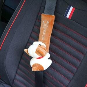Animal Seatbelt Cover Plush Puppy | Cat Car Seat Belt Cushion Soft Shoulder Pad for Kids & Adults Safety Comfort