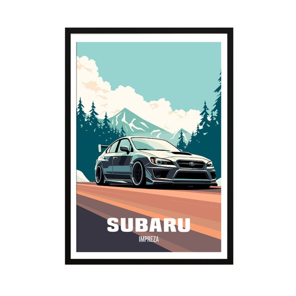 Subaru Impreza Print, Subaru Impreza Home Decor, Car Art Print, Subaru Impreza Wall Art, Car Enthusiast Gift, Wall Hanging Subaru Impreza