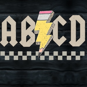 ABCD Teachers Pencil Lightning Bolt Back To School Kids PNG