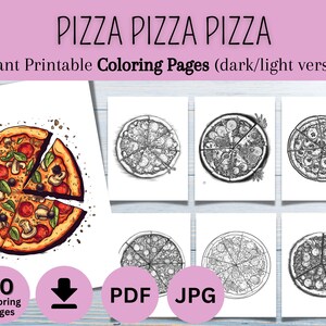 20 Pizzas Coloring Book Pages, Instant Download PDF & JPG