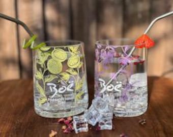 Boe Gin Violet or Passionfruit Upcycled Bottle Drinking Glass/Vase