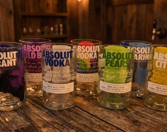 Absolut Vodka Upcycled Bottle Drinking Glass