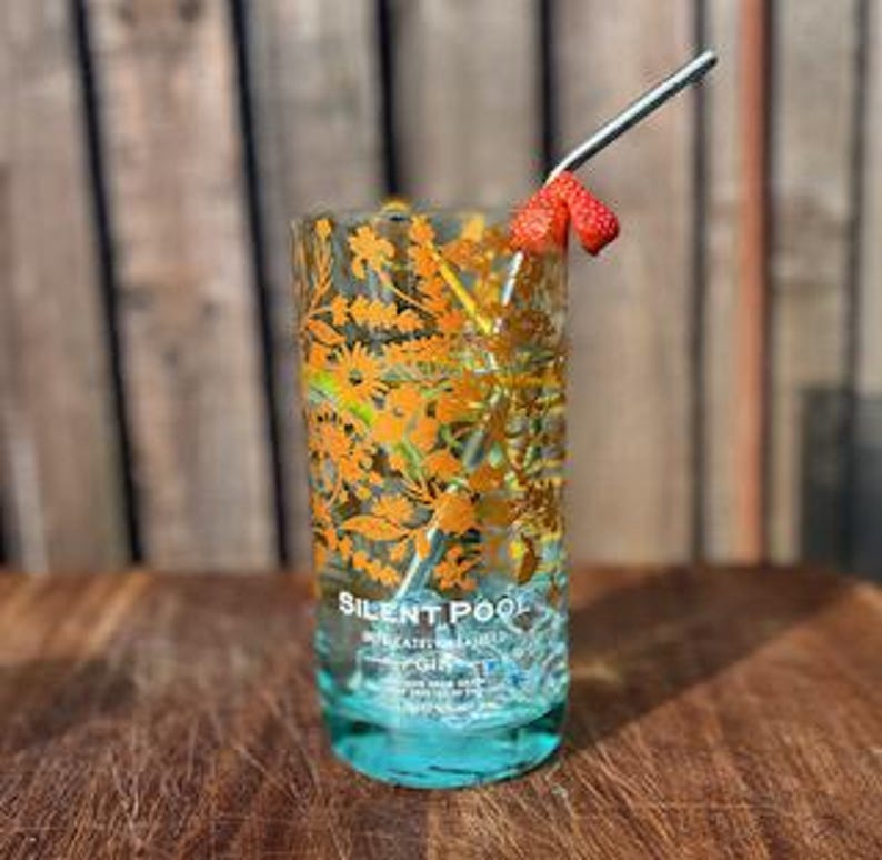 Silent Pool Gin Upcycled Bottle Drinking Glass 17 cm