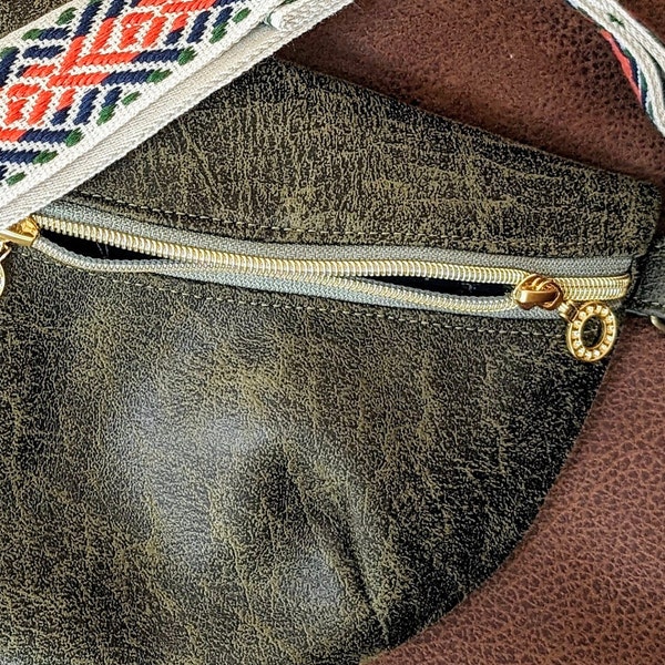 Bauchtasche Olive grüne Microfaser vegan, Handgemacht, Zuzas-Unikate, Einzelstück