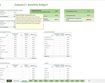 Simple Personal Monthly Budget Spreadsheet,Monthly Budget Template Excel, Bill Tracker,Google Sheets Budget Template,Budget Planner Template