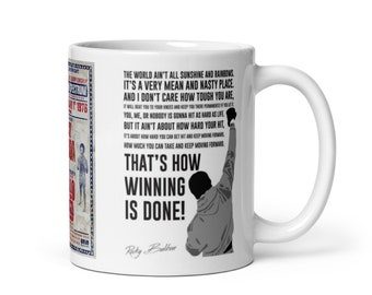 Taza con cita inspirada en el boxeo de Rocky