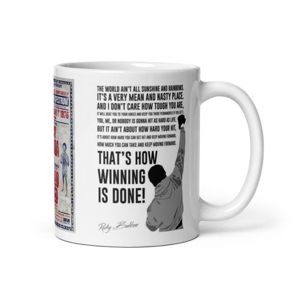 Rocky Boxing Inspired Quote Mug