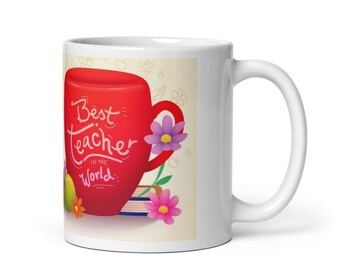 Impresionante taza blanca brillante para profesor