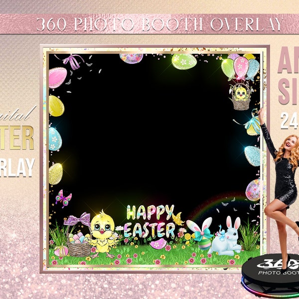 Easter Photo Booth Photo Template,  Egg Hunt   overlay photo Booth Overlay , Easter 360 Photo Template