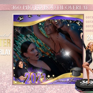 Purple Graduation Photo Booth Photo Template Birthday Party Class of 2023 Photo Booth Overlay , 360 Photo Template, Grad overlay