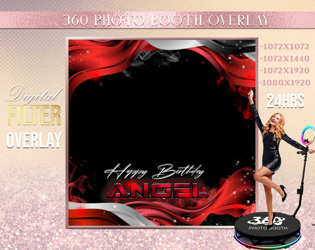 Red and Black Photo Booth, Red Photo Template Birthday Party, Man