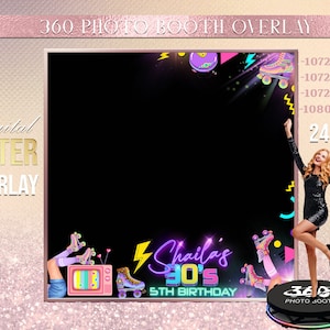 90s 80s  Birthday Photo Booth Photo Template, Disco birthday overlay photo Booth Overlay , 360 Photo Template Retro Overlay