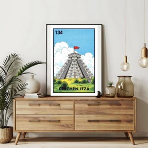 Imprimé uniquement | Mexique Cartes Chichén Itzá Loteria | Art mural dessiné à la main Loteria | Bingo mexicain| Impressions Loteria Art mexicain|