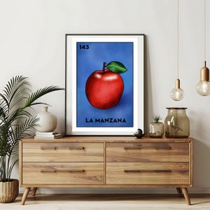 Imprimé uniquement | Cartes La Manzana Loteria | Art mural dessiné à la main Loteria | Bingo mexicain| Impressions Loteria Art mexicain|