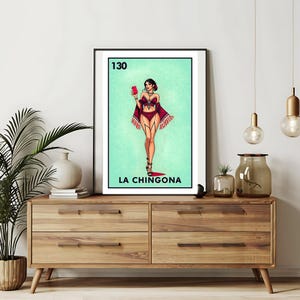 Imprimé uniquement | La Chica Bonita - Cartes Loteria | Art mural dessiné à la main Loteria | Bingo mexicain| Impressions Loteria Art mexicain|
