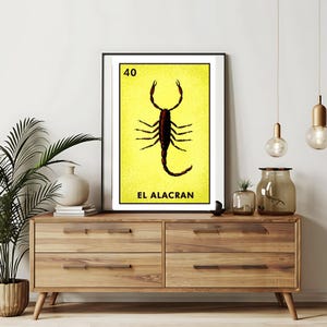 Enviado somente impresso | El Alacran - Scorpion Loteria cards | Loteria Hand drawn Wall Art | Bingo mexicano | Loteria Prints Mexico Art |