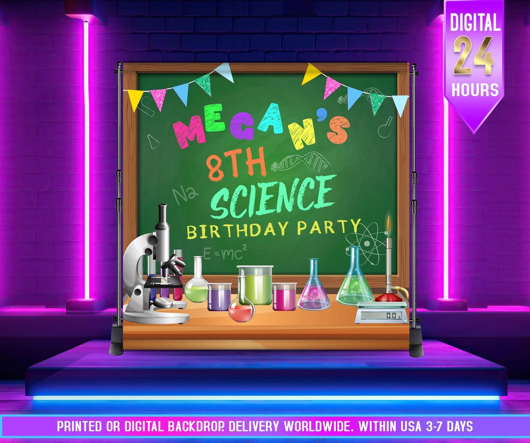 Science Birthday Party Backdrop: Chemistry Theme (digital or Printed ...