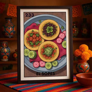 Poster La Enchilada Loteria, impression uniquement par la poste, art mural de cuisine mexicaine, décoration de cuisine, impression amusante, cadeau pour les amateurs de cuisine