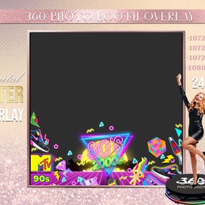 90s 80s  Birthday Photo Booth Photo Template, Disco birthday overlay photo Booth Overlay , 360 Photo Template Retro Overlay