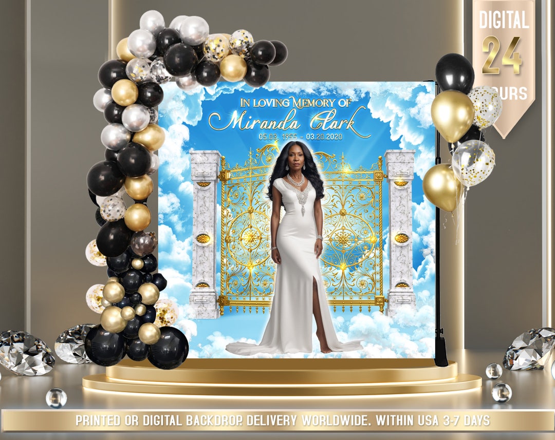 Funural Backdrop PRINTED or DIGITAL, Blue Funeral Backdrop, Memorial Backdrop, in Loving ...