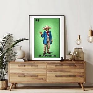 Verzending per post Alleen bedrukt | El Abuelito - Geandfather Loteria-kaarten | Loteria handgetekende muurkunst | Mexicaanse bingo| Loteria-afdrukken Mexicaanse kunst|