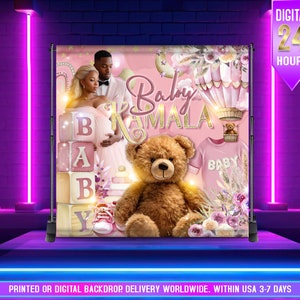 Sfondo per la doccia per bambini con orsacchiotto per ragazza / Banner We Can Bearly Wait / Sfondo per orsetto rosa / Sfondo per doccia con orsi / Banner per orsacchiotti
