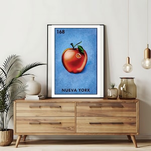 Verzending per post Alleen bedrukt | nueva york - new York Loteria-kaarten | Loteria handgetekende muurkunst | Mexicaanse bingo| Loteria-afdrukken Mexicaanse kunst|
