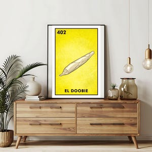 Verzending per post Alleen bedrukt | El doobie WEEDBOEKET La Flor Loteria-kaarten | Loteria handgetekende muurkunst | Mexicaanse bingo| Loteria-afdrukken Mexicaanse kunst
