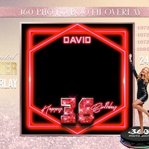 Red and Black Photo Booth, Red Photo Template Birthday Party, Man birthday photo Booth Overlay ,Black 360 Photo Template, birthday