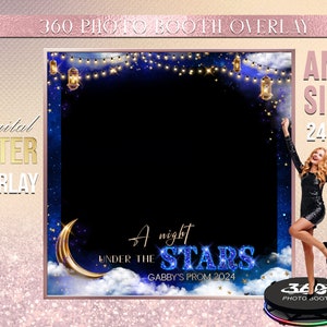 A night under the Stars Prom 2024  Photo Booth Photo Template, Over the moon photo Booth Overlay, 360 Photo Template, Starry Night 360 booth