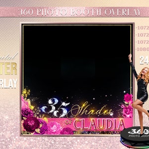 Shades of pink Pink Photo Booth Hot  Pink Photo Template Birthday Party Woman birthday photo Booth Overlay Black 360 Photo Template birthday