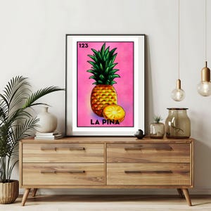 Verzending per post Alleen bedrukt | La Pina Loteria-kaarten | Loteria handgetekende muurkunst | Mexicaanse bingo| Loteria-afdrukken Mexicaanse kunst|