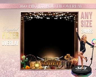 Rodeo  Photo Booth Photo Template Birthday Party Women&#39;s Western Birthday photo Booth Overlay , 360 Photo Template, Western birthday