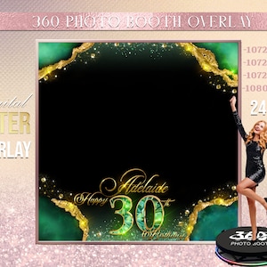 Emerald Agate Photo Booth Photo Template Birthday Party Green photo Booth Overlay , 360 Photo Template, birthday erlay