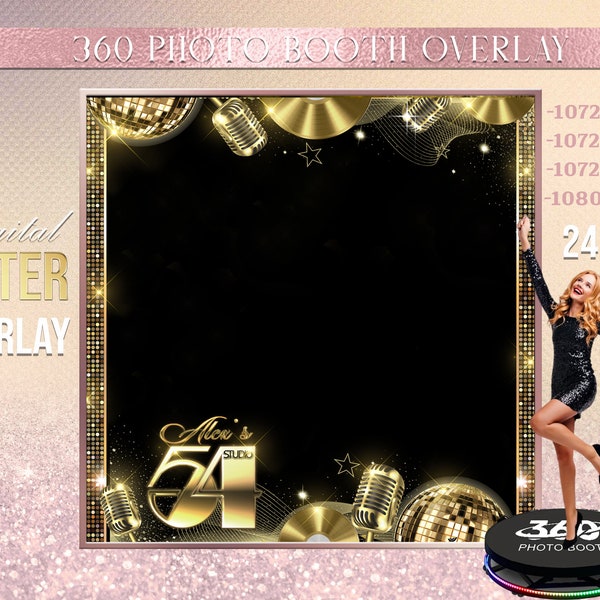 Studio  54  Photo Booth Photo Template Birthday Party, Disco  birthday photo Booth Overlay , 360 Photo Template, birthday