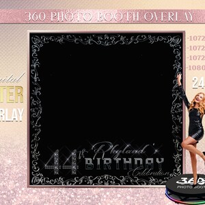 ANY Wording Elegant Black Photo Booth, man Photo Template Birthday Party, Man birthday photo Booth Overlay ,Black 360 Photo Template